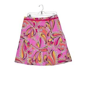 Bamboo Trader Vintage Skirt 12 Pink Bow Orange Yellow Paisley‎ Cotton Ribbon Y2K